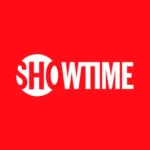 The Showtime logo features the word 'SHOWTIME' written in bold uppercase letters with thick strokes, colored in white, and placed inside an elongated rectangular shape. The upper part of the rectangular shape is colored in deep blue color, and the lower part fades into purple color. The letter "I" in the word "SHOWTIME" is replaced with an arrow pointing towards the right side